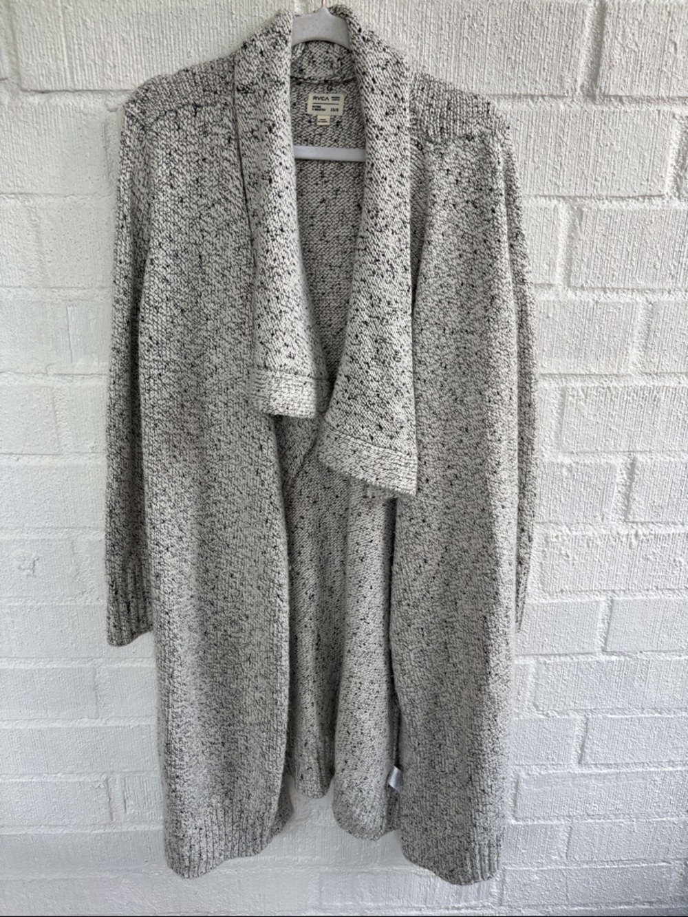 RVCA Marled Gray Shawl Collar Long Open-Front Oversized Cardigan sz XS/S